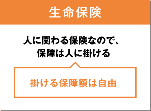 生命保険 人に関わる保険なので、保障は人に掛ける 掛ける保障額は自由