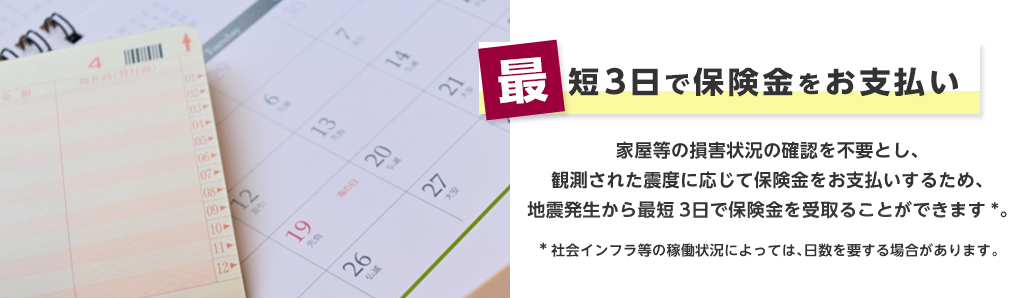 最短3日で保険金をお支払い