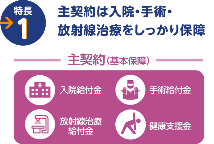 主契約は入院・手術・放射線治療をしっかり保障